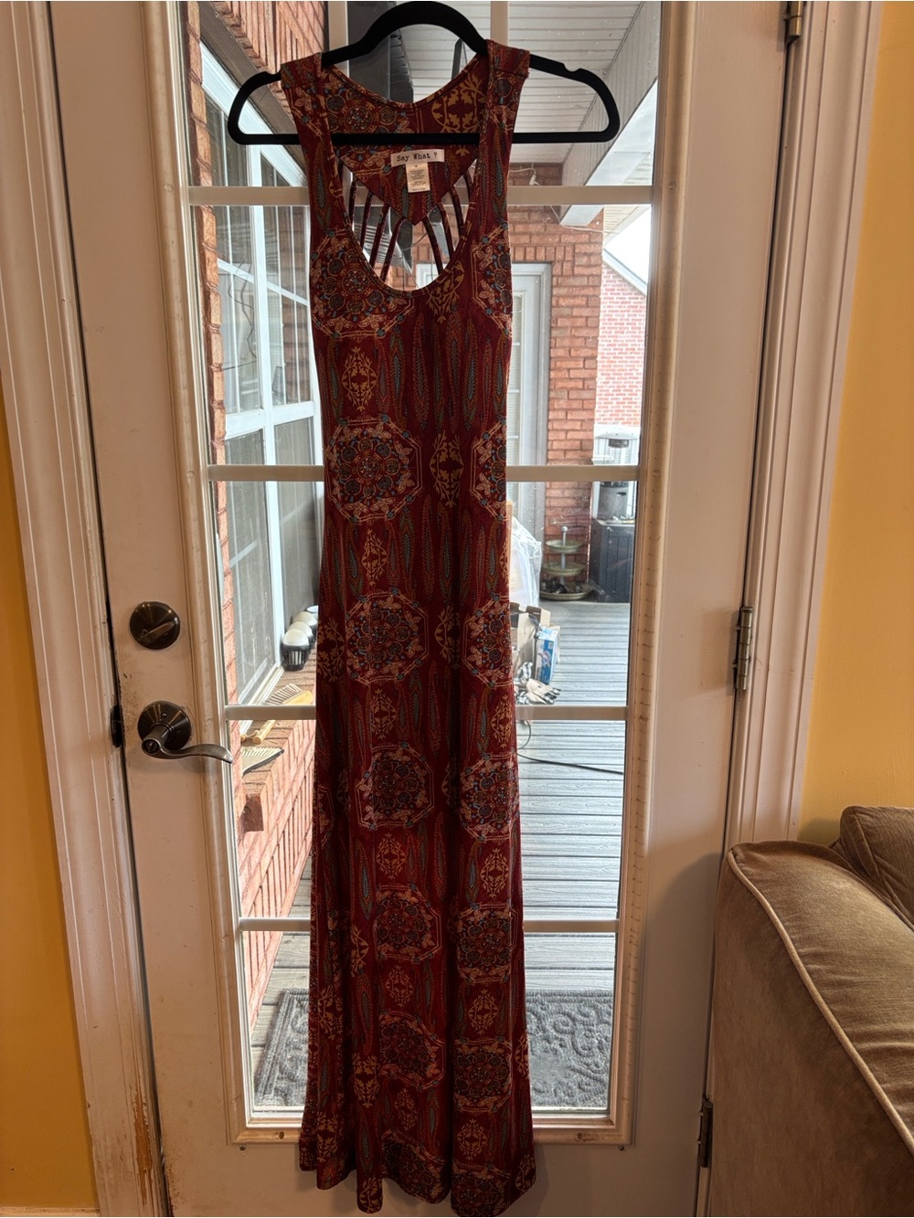 RUE21 RUE 21 NWOT Maxi Dress Rust Brown Tan Blue Pattern size M